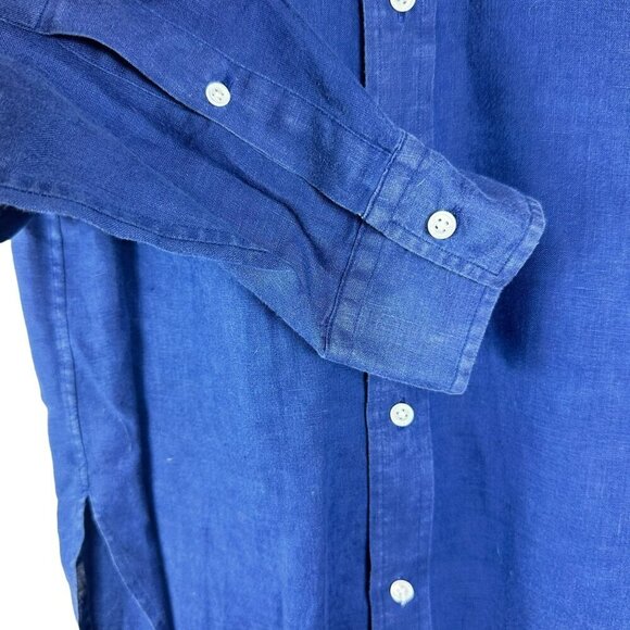 Polo Ralph Lauren Blue Linen Casual Button-Down Long sleeve Shirt Size 12 - Picture 4 of 13